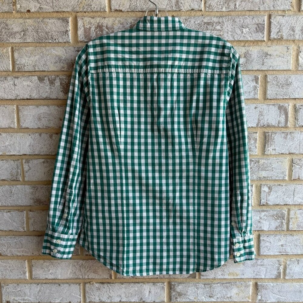 J. Crew Teal Green and White Gingham Button-Down Shirt - Picture 2 of 8